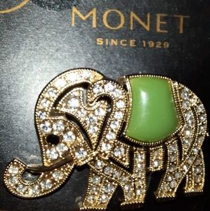 NEW MONET SIGNED ELEPHANT BLING BROACH